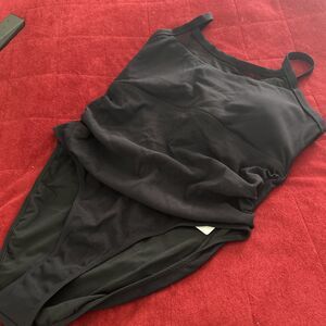 Blk Sheer On Top 1pc Bathing Suit